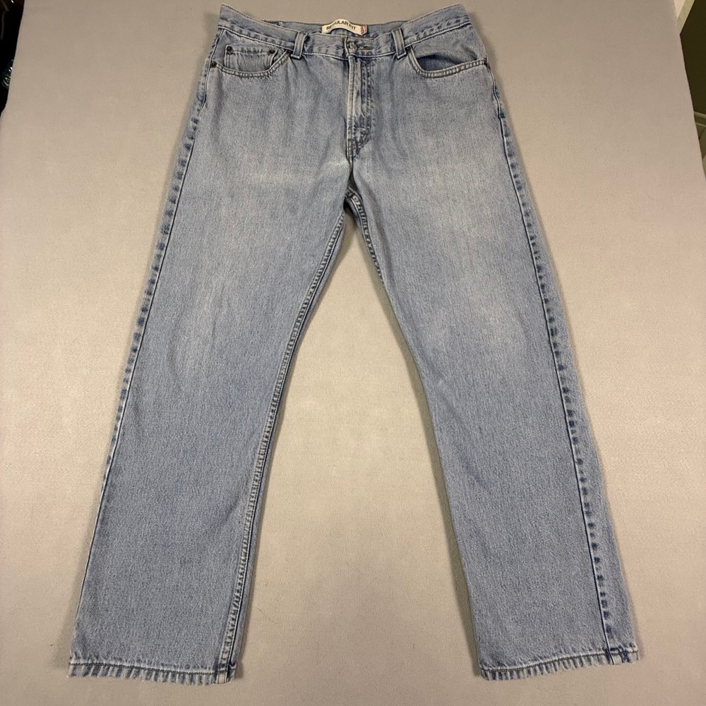 Levis 505 Regular Fit Jeans Mens 36x32 Light Wash Blue Straight Leg Denim